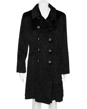 Sportmax Black Faux Fur Double Breasted Coat M