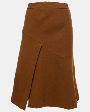 Sportmax Brown Wool A-Line Skirt M