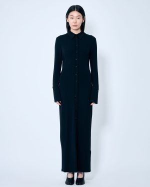 Sportmax Crepe Jersey Shirt Dress - Woman Dresses Black Xs