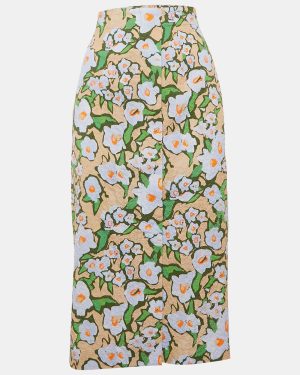 Sportmax Green Floral Print Cotton Ocarina Pencil Skirt M