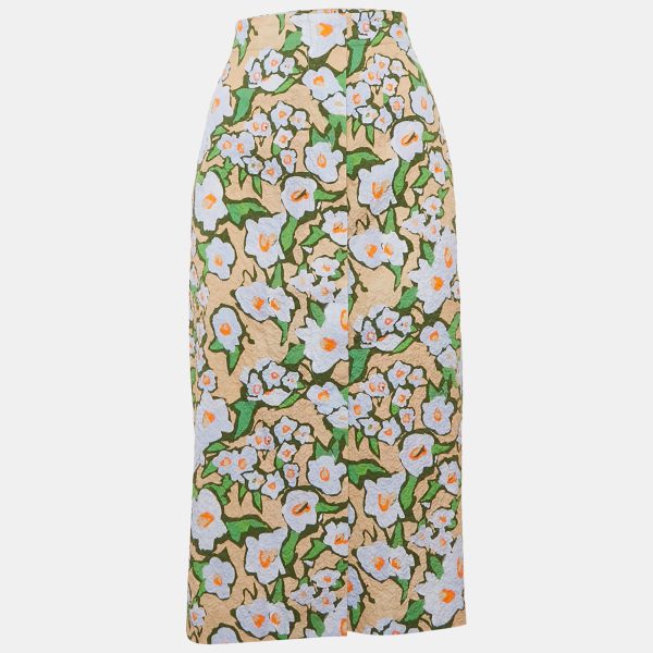 Sportmax Green Floral Print Cotton Ocarina Pencil Skirt M