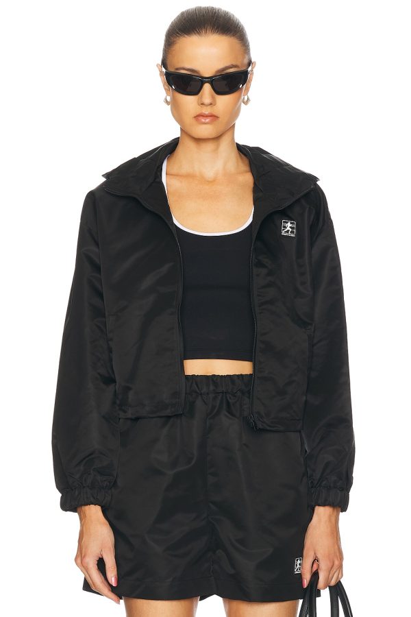 Sporty & Rich Running Woman Windbreaker Jacket in Black - Black. Size L (also in M, S).