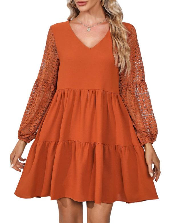 Spring Summer Womens Dresses Swing Short A Line Mini Dress V Neck
