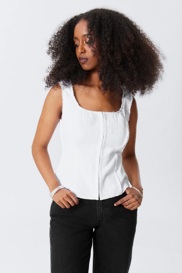 Square Neck Twill Corset Top