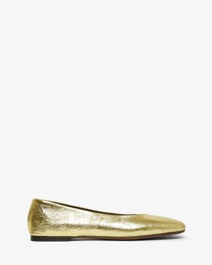Square nappa gold ballet flats