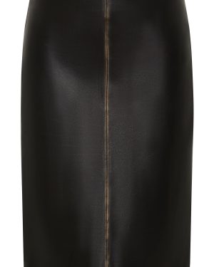 St. Agni - Brushed-Leather Pencil Knee-Length Skirt - Black - XS - Only At Moda Operandi