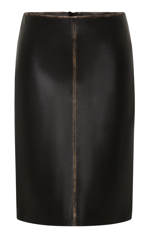 St. Agni - Brushed-Leather Pencil Knee-Length Skirt - Black - XS - Only At Moda Operandi