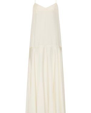 St. Agni - Relaxed Silk-Twill Maxi Slip Dress - White - XXS - Only At Moda Operandi