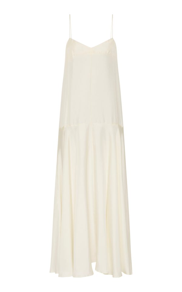 St. Agni - Relaxed Silk-Twill Maxi Slip Dress - White - XXS - Only At Moda Operandi