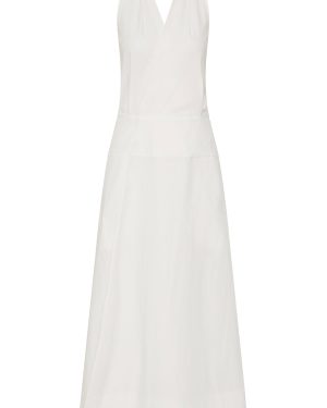 St. Agni - Wrap Cotton-Blend Halter Maxi Dress - White - XL - Only At Moda Operandi