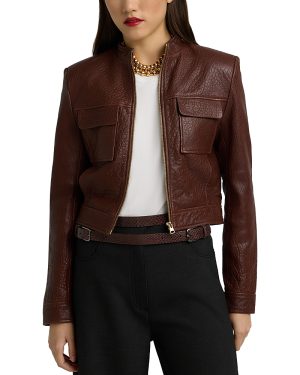 St. John Vintage Edge Nappa Leather Jacket