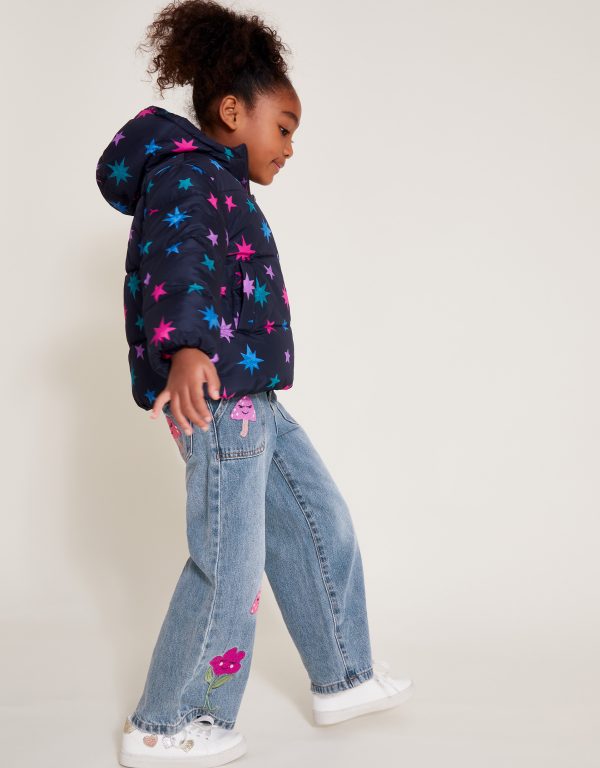 Star Print Puffer Jacket Multi