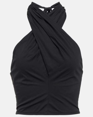 Staud Kai cropped halter-neck cotton top