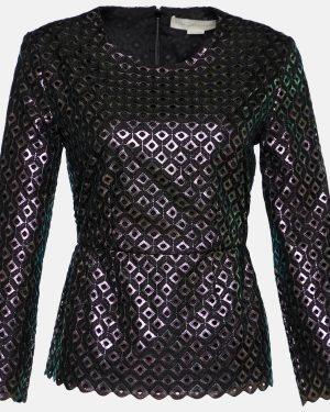 Stella McCartney Black Cutwork Peplum Top S