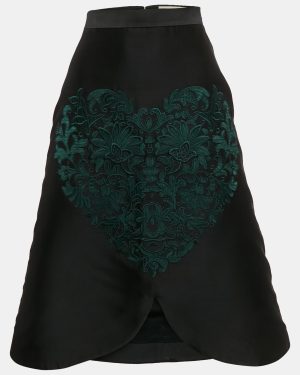 Stella McCartney Black Embroidered Silk Blend Midi Skirt S