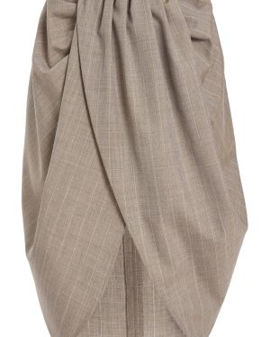 Stella McCartney - Draped Wool-Melange Midi Skirt - Grey - IT 38 - Moda Operandi
