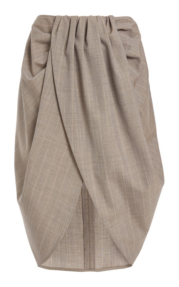 Stella McCartney - Draped Wool-Melange Midi Skirt - Grey - IT 38 - Moda Operandi
