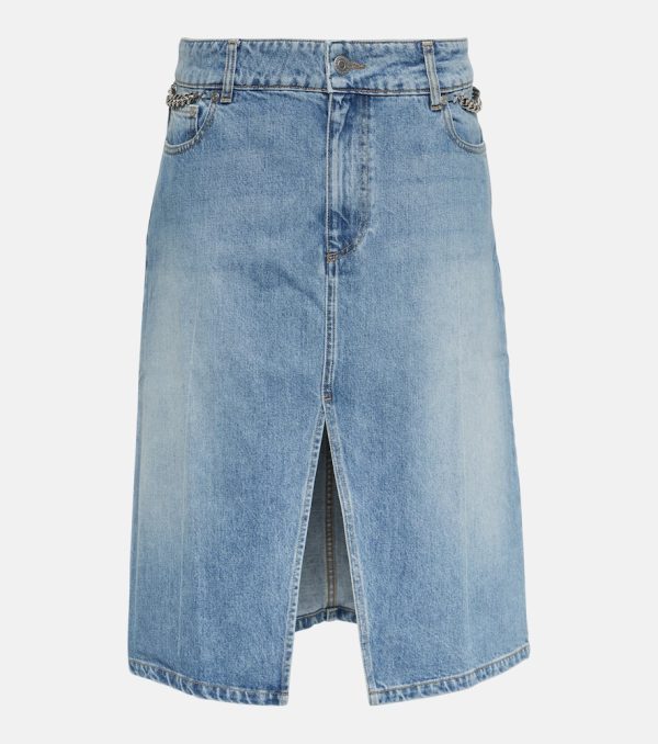 Stella McCartney Front-slit denim midi skirt