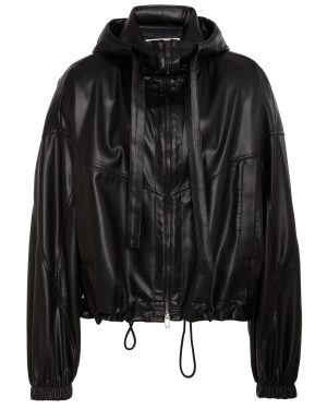 Stella McCartney - Hooded Altermat Vegan Leather Bomber Jacket - Black - IT 36 - Moda Operandi