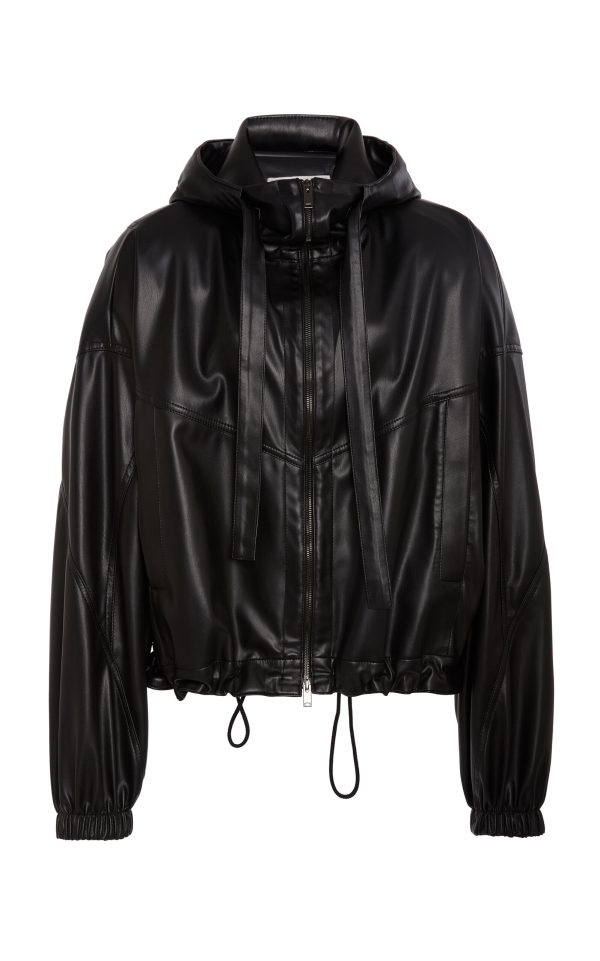 Stella McCartney - Hooded Altermat Vegan Leather Bomber Jacket - Black - IT 36 - Moda Operandi