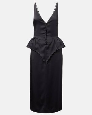Stella McCartney Open-back peplum satin midi dress
