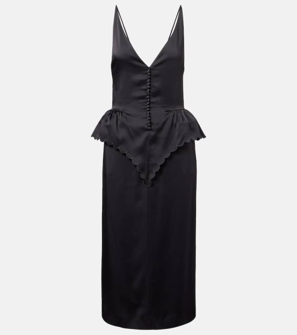 Stella McCartney Open-back peplum satin midi dress