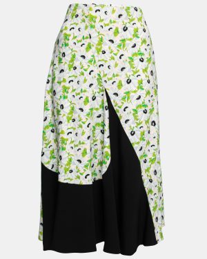 Stella McCartney Pink Floral Printed Crepe Contrast Midi Skirt S