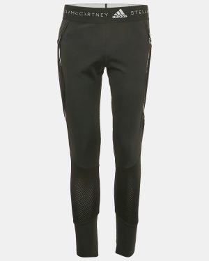 Stella McCartney X Adidas Black Mesh Trim Jersey Leggings L