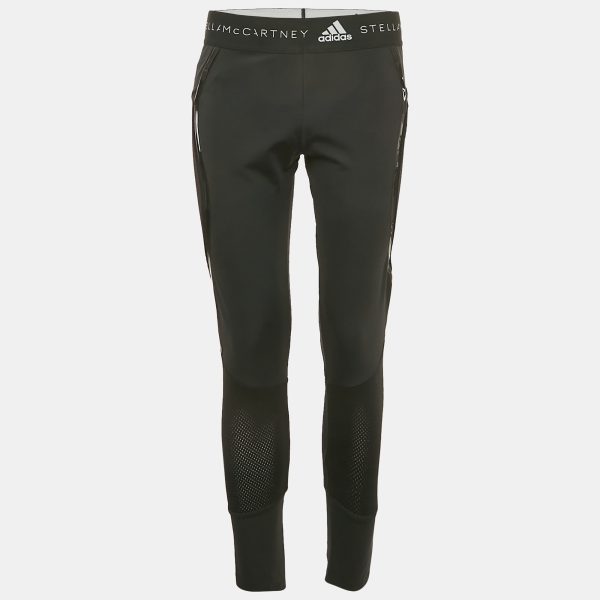 Stella McCartney X Adidas Black Mesh Trim Jersey Leggings L