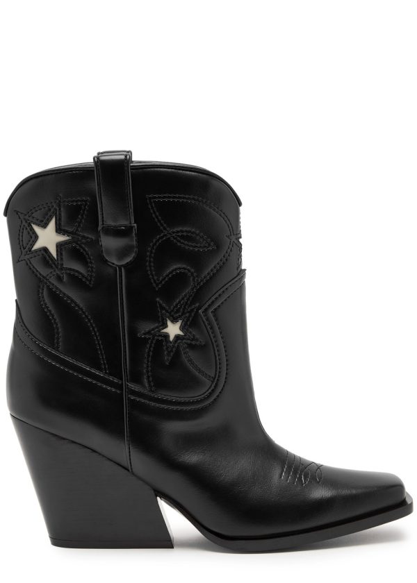 Stella Mccartney Cloudy 90 Faux Leather Cowboy Boots - Black - 7
