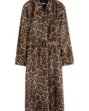 Stella Mccartney Leopard-print Belted Woven Trench Coat - Multi Animal - 38 (UK6 /xs)
