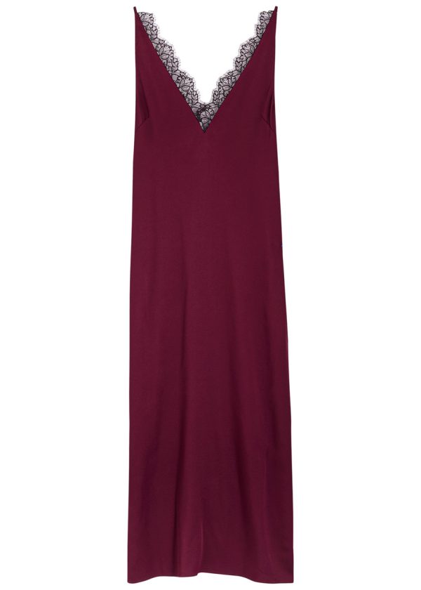 Stella Mccartney Satin Maxi Slip Dress - Bordeaux - 38 (UK6 / XS)