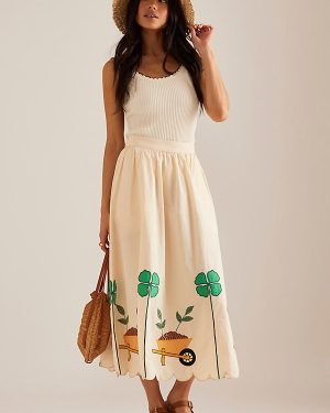 Stella Nova Embroidered Midi Skirt