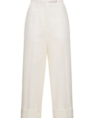 Straight Cotton High Waist Cropped Pants