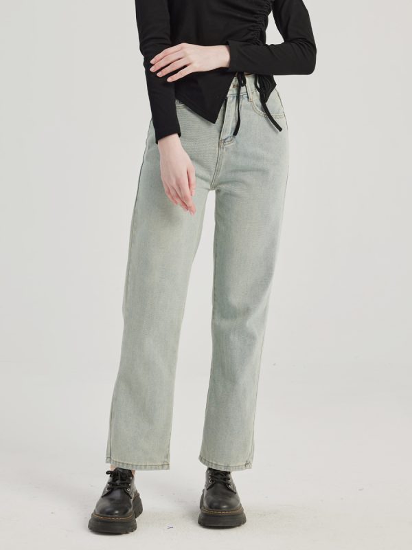 Straight Jeans In Light Blue Casual Cropped Pants For Women 2025
