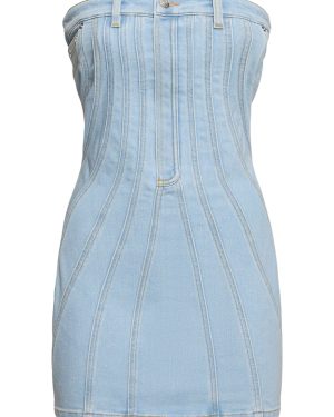 Stretch Denim Strapless Mini Dress