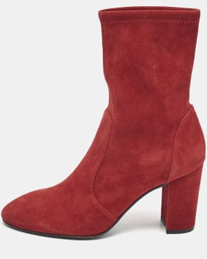 Stuart Weitzman Red Suede Yuliana Ankle Boots Size 39.5