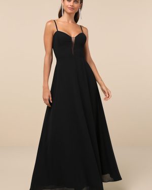 Stunning Grace Black Cutout A-Line Maxi Dress
