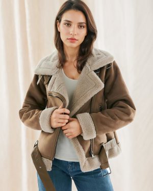 Suede Jacket Faux Shearling Winter Coat 2025 Outerwear For Women