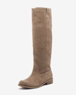 Suede Knee High Boots Light Brown Flat Boots For Women