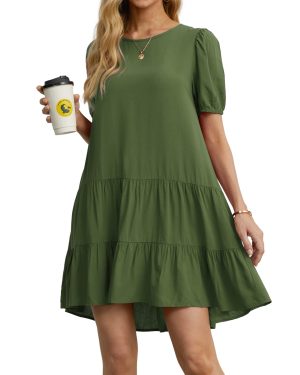 Summer Dresses for Women UK, Womens Summer Casual Mini Dress Green,