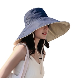 Sun Hat Hiking Hat Wide Brim Summer Outdoor Sunscreen Breathable Sweat wicking Hat 15cm double-sided khaki beige 15cm double-sided red beige 15cm double-sided red black for Hunting Fishing Beach