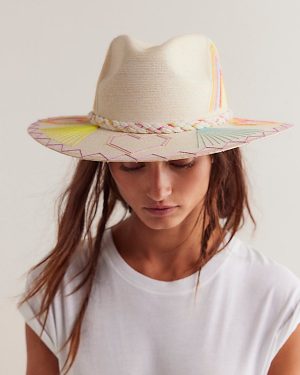 Sunshine Embroidered Hat by Corazon Playero at Free People in Pastels, Size: Small