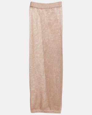 Superdown Metallic Crochet Knit Sheer Maxi Skirt M