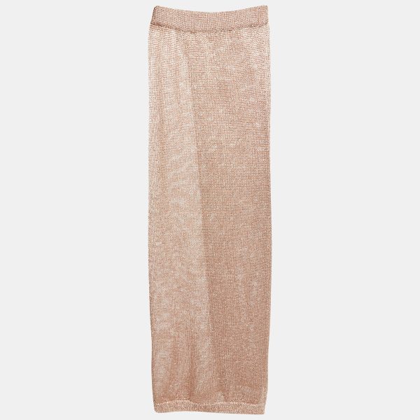 Superdown Metallic Crochet Knit Sheer Maxi Skirt M
