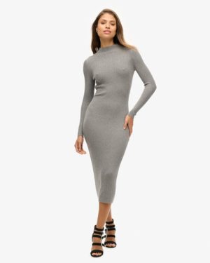 Superdry Women's Backless Bodycon Midi Dress Grey / Grey Marl - Size: 12