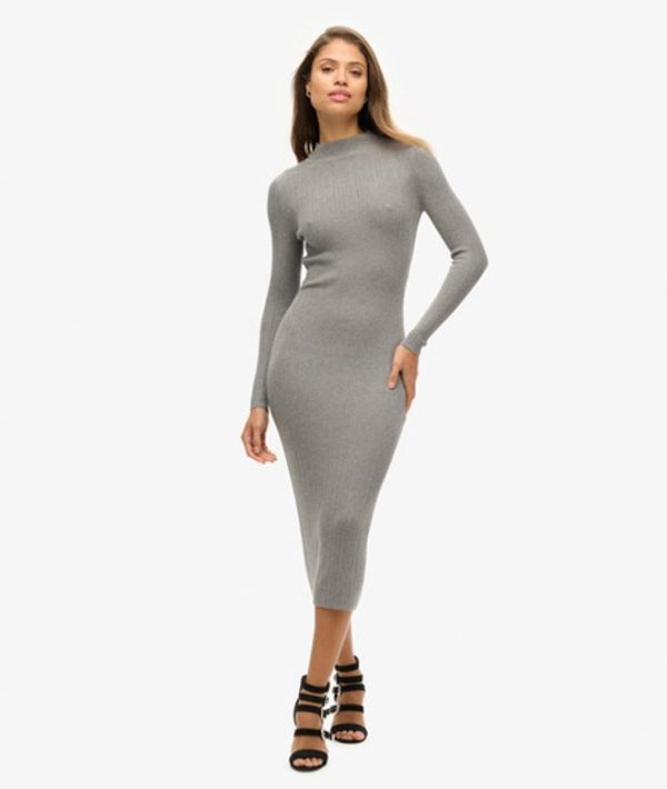 Superdry Women's Backless Bodycon Midi Dress Grey / Grey Marl - Size: 12