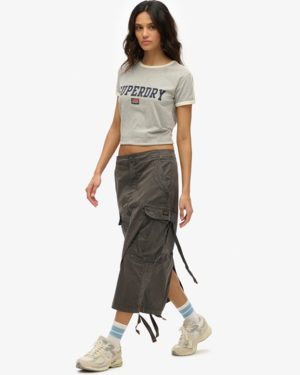 Superdry Women's Cargo Midi Skirt Grey / Asphalt Grey - Size: 12