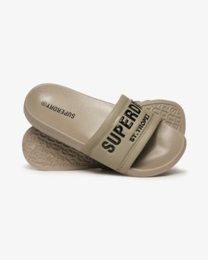 Superdry Women's City Luxe Pool Sliders Beige / Deep Beige Slub - Size: 5-6