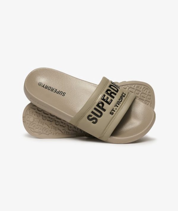 Superdry Women's City Luxe Pool Sliders Beige / Deep Beige Slub - Size: 5-6